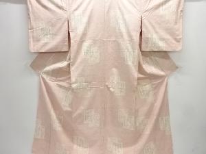 色紙に抽象模様織り出し十日町紬着物